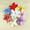 10x Glitter Poinsettia Flower Christmas Wreath Tree Decorations Xmas Craft New