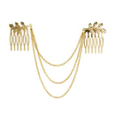 Fashion Women Metal Tassel Chain Hair Comb Bridal Leaf Headwear Jewelry Gifts