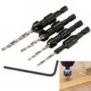 4Pcs 5 Flutes HSS Countersink Drill Bit Set Woodworking Carpentry Tool 6-12