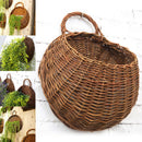 wicker brown wood wall hanging pocket basket flat back door decoration M&O