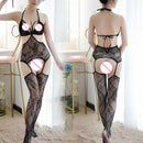 Women Sexy Garter Stockings Bodysuits Open Crotch Bodystocking One Piece Lace-up