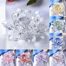 Crystal Lotus Flower Buddhist Ornament Feng Shui Art Glass Paperweight Clear