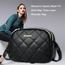 Fashion Women Leather Crossbody Bag Three Layers Shoulder Messenger Handbag