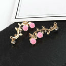 Fashion Crystal Earrings For Women Branch Flower Stud Cuff Earrings Ear Jewelry