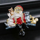 Crystal Santa Claus Animal Pin Brooch Clothes Lapel Badges Christmas Gift A