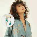 Fashion Women Long Asymmetric Earrings Drop Dangle Green Chain Earrings WO MFD