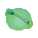 3pcs Toddler Baby Feeding Sucker Bowl with Spoon Green Lid Tableware
