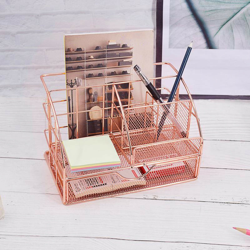 Multi-function Cosmetic Organizer Desktop Make-up Iron Organizer Pen Storage Box