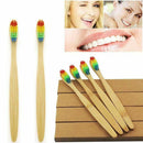 Natural Bamboo Toothbrush Made with Rainbow Nylon Infused Bristles in Recyc D7X5