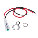 10mm 12VDC Car Truck Boat Metal LED Indicator Dash Light with Wire Green