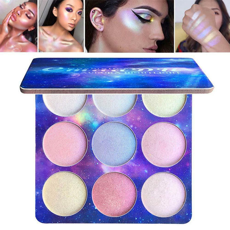 9Color Contour Face Glow Concealer Highlight Giltter Eyeshadow Makeup Palette