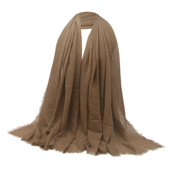 5 Pcs Ladies Soft Cotton Long Scarf Crinkle Hijab Muslim Jewish Head Scarf