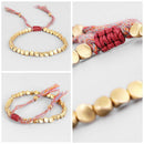 Lucky Rope Handmade Tibetan Buddhist Braided Cotton Copper Beads Bracelet