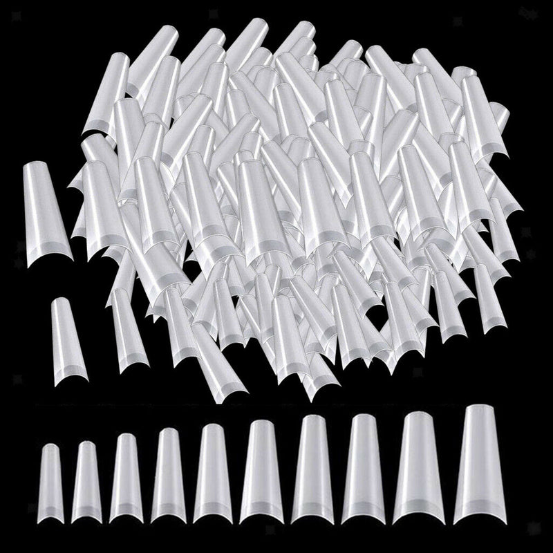 False Nails Half French Nail Tips Home DIY Nail Salon Tools 10 Sizes Natural