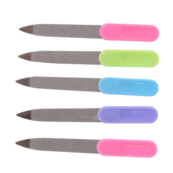 5pcs Plastic Handle Metal Double Sided Nail Files Manicure Pedicure Tool RGJ Kw
