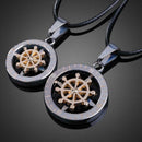 Pair of Couple Compass Pendant Necklace Boy Girl Fashion Jewelry