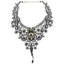 Gothic Victorian Black Lace Choker Necklace Metal Cameo Jewel Steampunk
