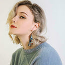 Women's Natural Volcanic Rock Amber Hanging Earrings Ring Fashion Jewelry G L0U2