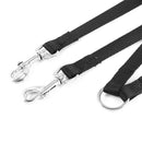 Black Nylon 15mm Width Walk Double Dog Two Lobster Clasp Way Pet Leash