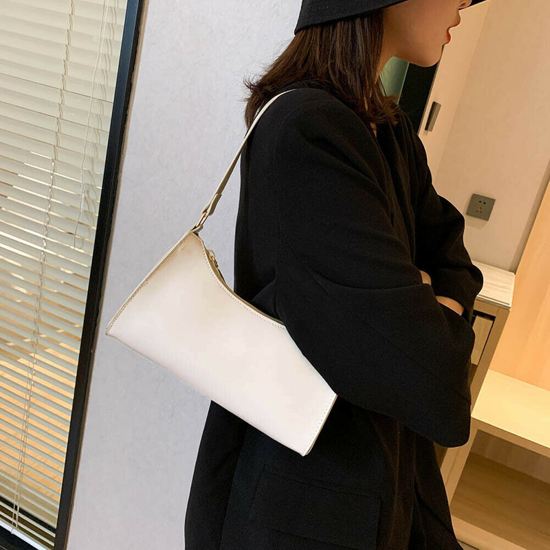 Fashion Pure Women Handbag Leather Female Small Shoulder Tote Bag (White)