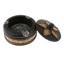 Creative Wooden Ashtray with Lid Thai Style Craft Bussiness Gift Decor Small