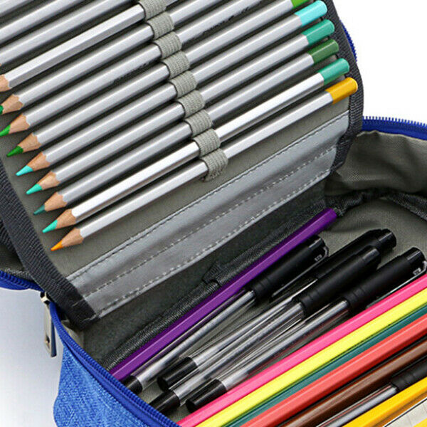 72 Holder Pen Colored Pencil Case School Multi-functional High Capacity Zip N5J6