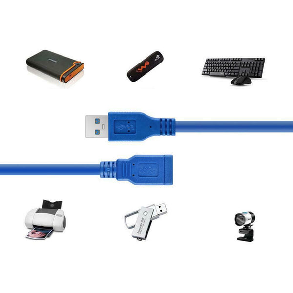 USB 3.0 A Male Plug to Female Socket 1.8M Super Fast Extension Cable Cord