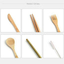 6pcs/Set Portable Bamboo Cutlery Travel Eco-friendly Fork Spoon Straw Set UYE