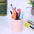 Desktop Cylinder Storage Box Pen Holder Cosmetic Jewelry Container (Khaki) A