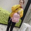 3pcs Women PU Leather Backpack School Bag Shoulder Bag Card Holder(Pink)