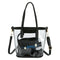 2pcs PVC Transparent Women Shoulder Crossbody Bag PU Clutch Handbag (Black)