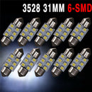 10 X White 31MM Festoon Dome Map Interior LED Light 3528 6-SMD Lamp DE3175 30 ME