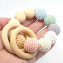 20pcs Natural Wood Wooden Loop Ring Pendant Baby Teether DIY Craft 50mm