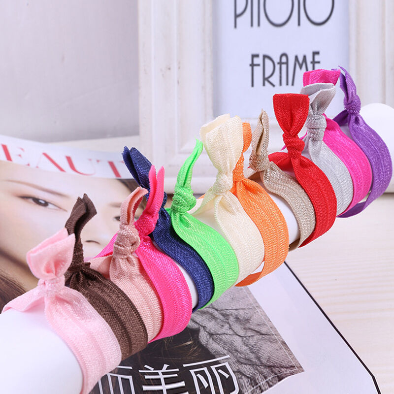 30Pcs Women Elastic Ribbon Hair Ties Knotted Hairband No Crease Ponytail Holder