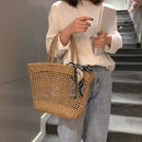 Women Straw Woven Shoulder Handbags Retro Girls Travel Vacation Beach Totes