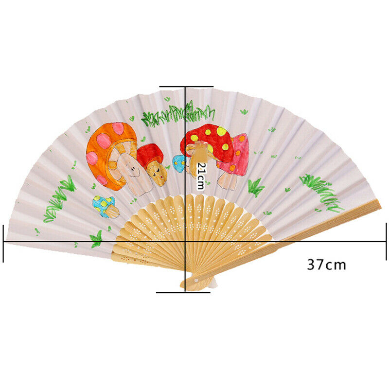 1Pc Kids DIY drawing toys craft blank paper hand fan children painting toysOZ