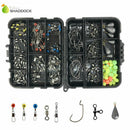 160Pcs Fishing Tackle Accessories Kit Swivels Snaps Sinker Beads Weights Ho O9D1