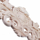European Style Real Rubber wood Long Floral Carving Applique Home Decoratio