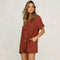 Summer Short Sleeve Jumpsuit Linen Button Playsuit Women Solid V-Neck Casua H9M5