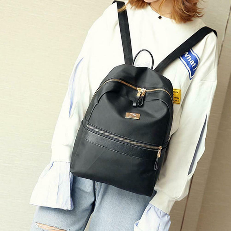 2pcs/set Women Nylon Backpack Clutch Preppy Solid Shoulder Schoolbags Purse Bags