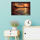 5D DIY Full Drill Diamond Painting Sunset Bird Lake Cross Stitch Embroidery
