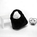 Women Winter Fur Handbag Plush Shoulder Underarm Bag Fashion Clutch (Black) A