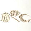 3Pcs Islam Eid Ramadan Mubarak Decorations Wooden Golden Baubles Lantern