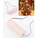 1 Pack Stainless Steel Handle Wooden Roller Clay Tool Non-Stick Baking Roller