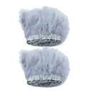 Natural 4m Gray Turkey Feather Fringe Ribbon Tassel Trim Wedding Dress Decor