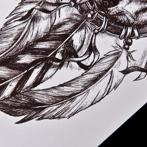 Waterproof Wolf Dreamcatcher Temporary Tattoo Large Arm Body Art Tattoos TO   TO