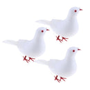 3pcs Artificial Doves Simulation Birds Ornaments Indoor Outdoor Landscape