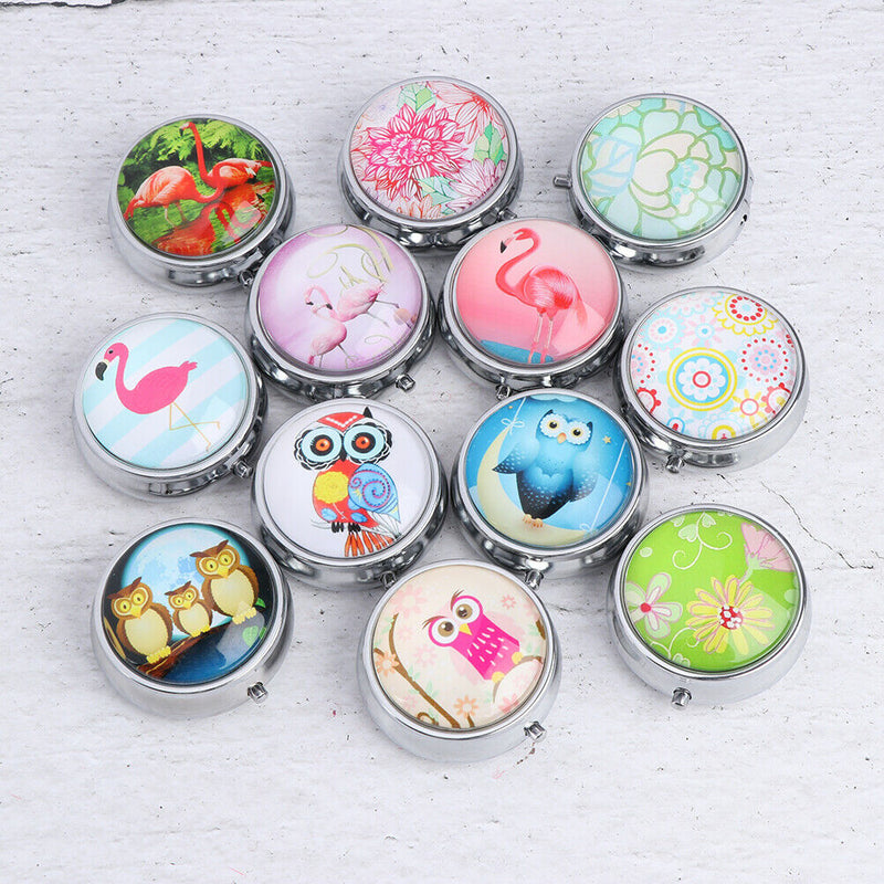 Portable Metal Pill Box Medicine Organizer Storage Container Folding Pill C Kw