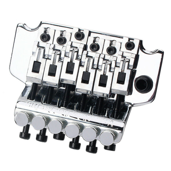 6 String Durable Tailpiece Double Tremolo Bridge Saddle Replace Parts Chrome