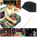 10 Sheets Magic Funny Scratch Art Painting Paper With Stick Kids Toys Drawi B2M2